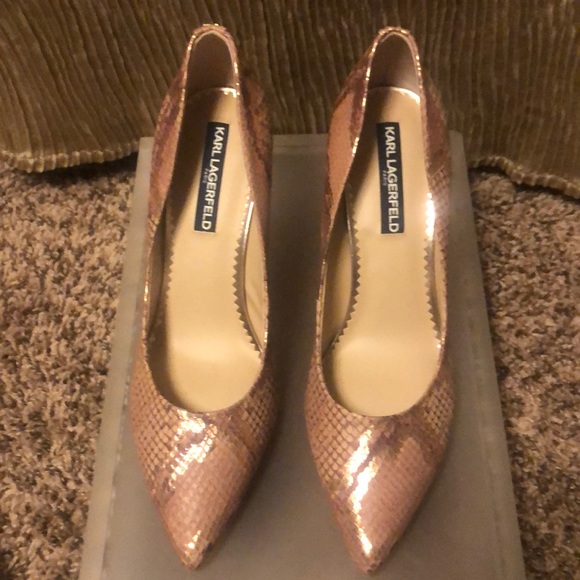 Karl Lagerfeld Shoes - Karl Lagerfeld Rose Gold Metallic Pumps. Size 10M